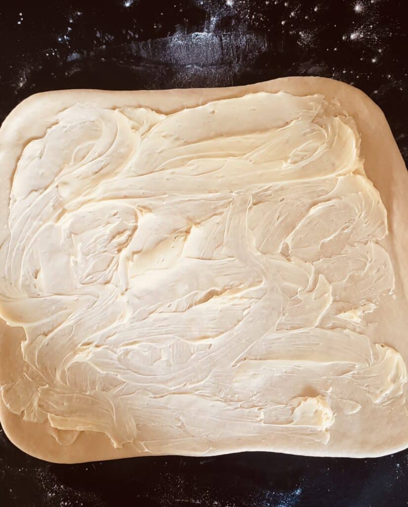 buttered dough for sweet rolls