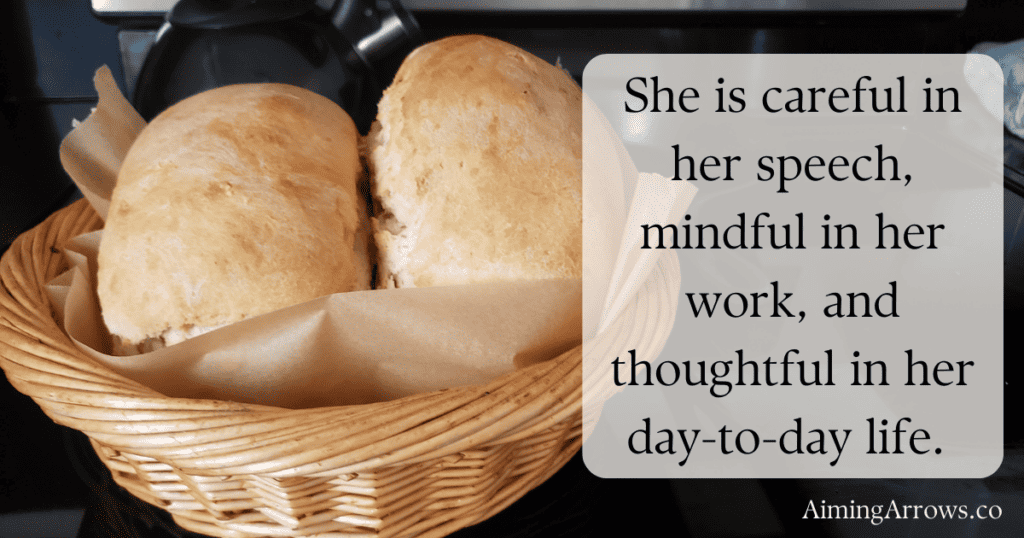 loaves of bread in a basket, a patient mama
